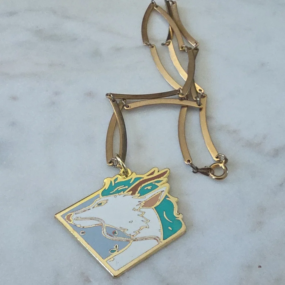 Studio Ghibli Spirited Away Haku Key Fob attached to a Vintage goldtone chain. - Picture 1 of 9